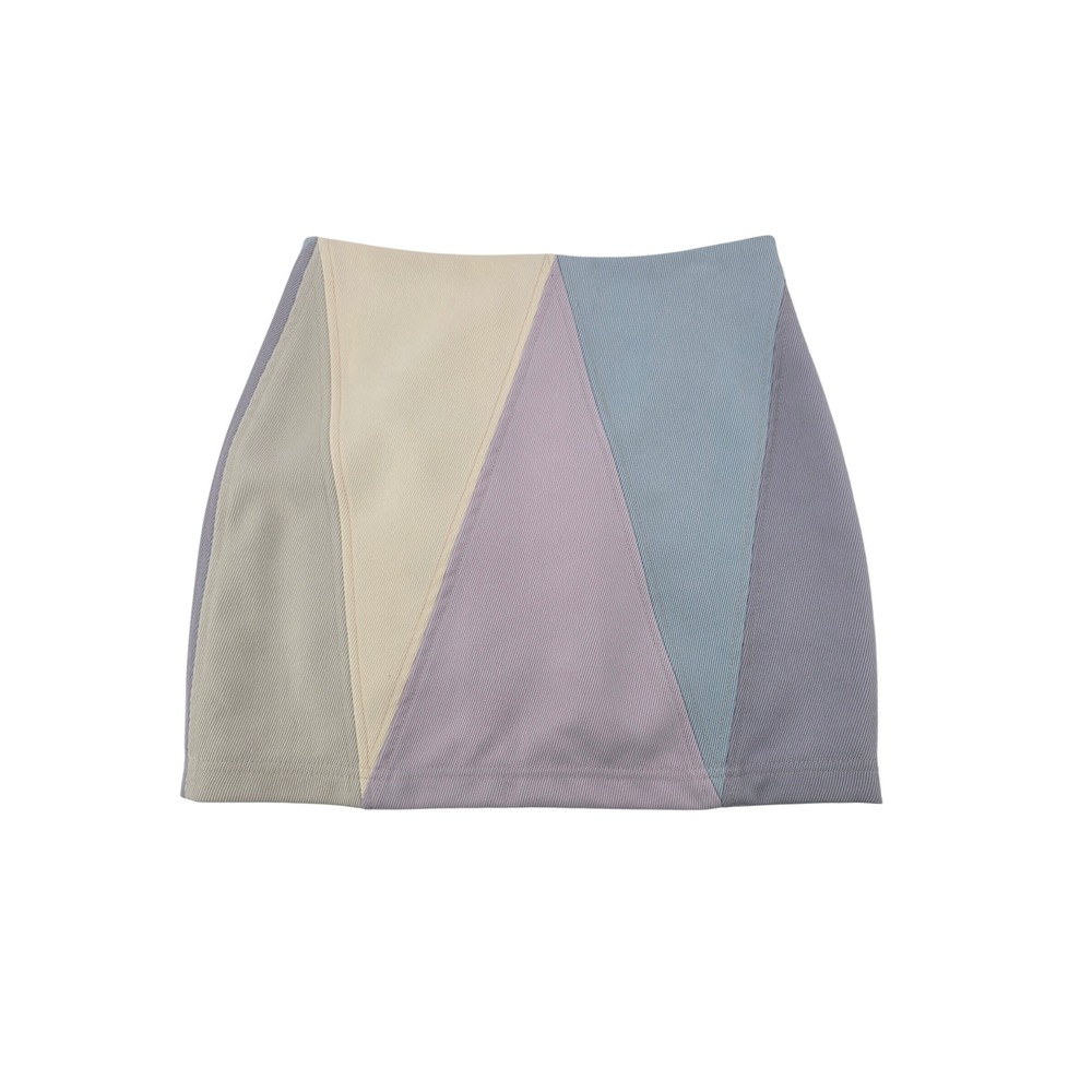 Blush Boutique Mini Skirt Womens S Multi Pastel Colorblock Geometric BS1841